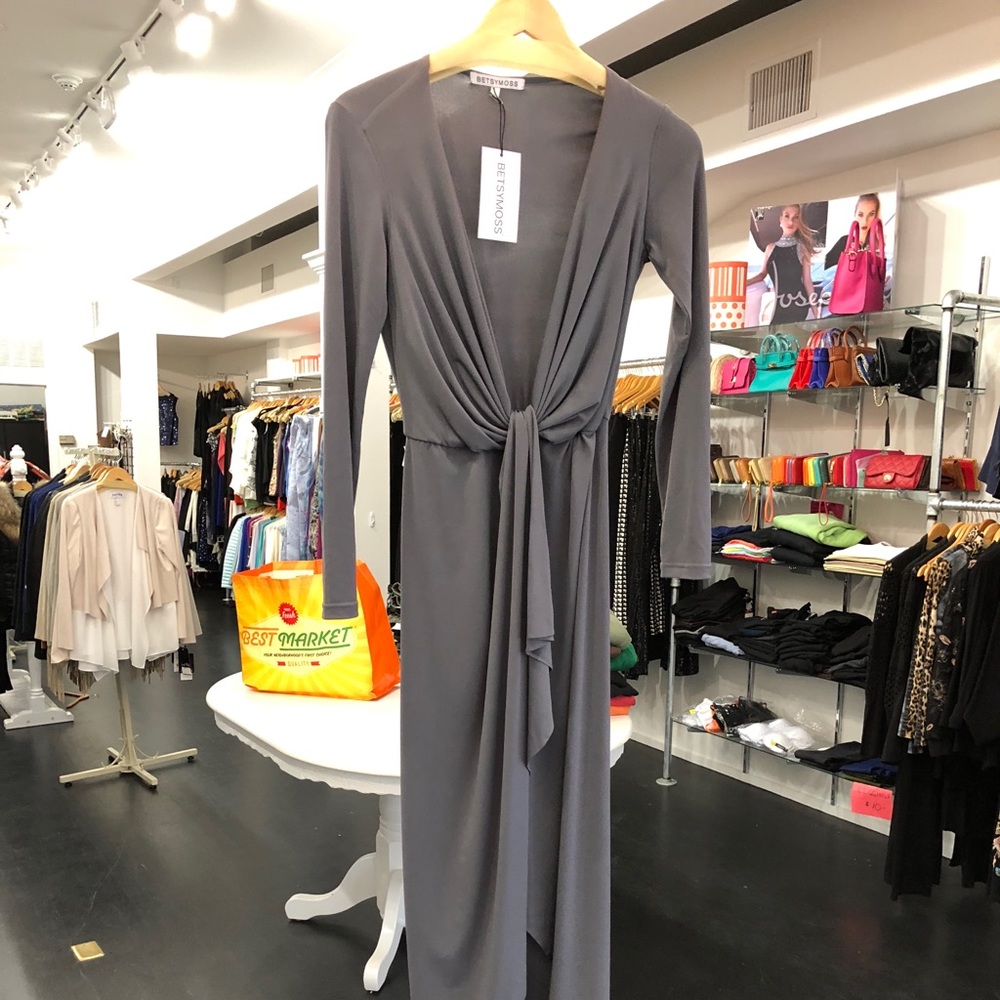 Slate Gray and Black long sleeve Maxi